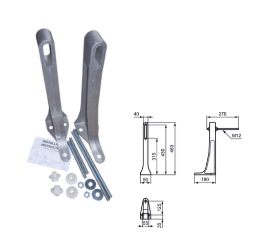 Armitage Shanks Commercial Line Wall Hung Support Set 90x270x450mm (Model S913967)