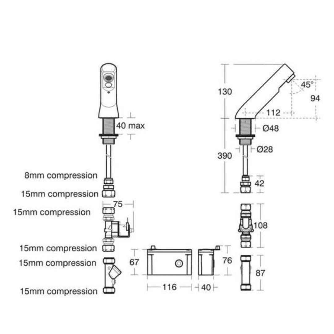 Armitage Shanks Sensorflow 21 Deck Mounted Basin Spout Multi Model A4853AA