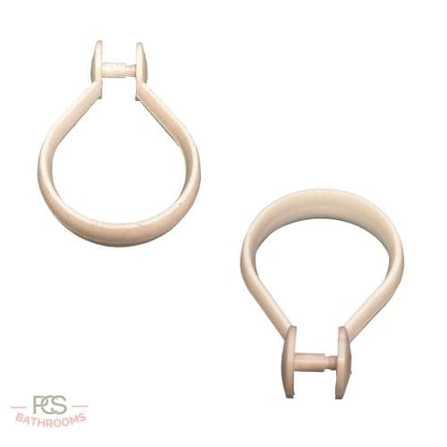 Bathex Shower Curtain Hooks White Plastic - Model 66180 - Sold Individually