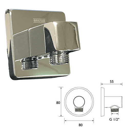 Bristan Contemporary Square Shower Wall Outlet In Chrome - Model CARM WOSQ01