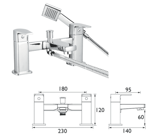 Bristan Niva Bath Shower Mixer Tap, Chrome, Deck-Mounted (Model NVA BSM C)
