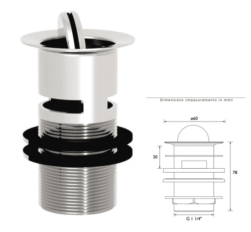 Bristan Round Flip Top Basin Waste Slotted Chrome (Model W BASIN12 C)