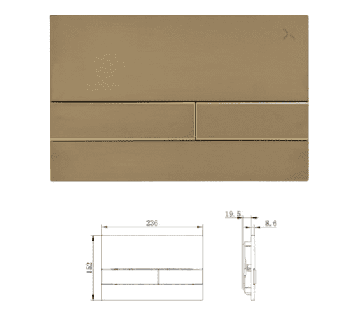 Crosswater Arena Dual Flush Plate, Brushed Brass (Model ANFLUSHF)