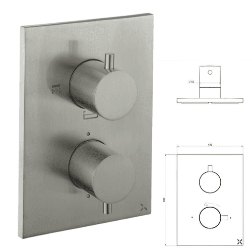 Crosswater Crossbox 3 Out Trim Kit & Valve In Brushed Stainless Steel - Model PROCB2500LBPV