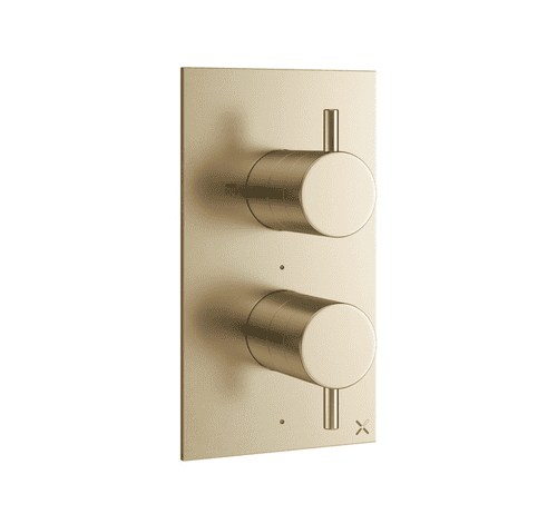 Crosswater MPRO 2 Outlet 2 Handle Concealed Shower Valve Trim Set Brushed Brass (Model PRO1510LBPF)