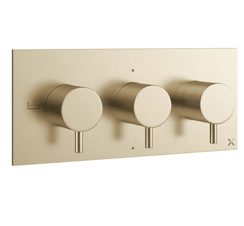 Crosswater MPro 3001 Three Outlet Bath & Shower Concealed Valve Trim Set & Handles: Brushed Brass