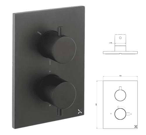 Crosswater MPRO Crossbox 3 Outlet Thermostatic Shower Valve - Matt Black Recessed (Model PROCB2500LB
