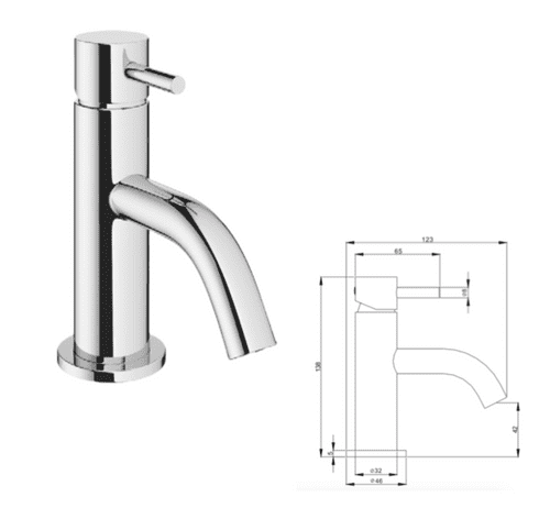 Crosswater PRO114DNC MPRO Mini Basin Monobloc - Chrome Single Lever Basin Mixer Tap (Model PRO114DNC