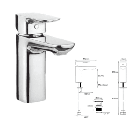 Crosswater Serene Monobloc Basin Mixer + Waste – Chrome (Model MBSN110P+)