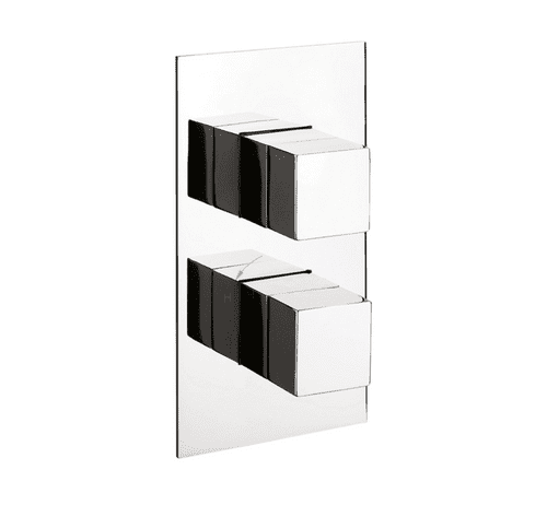 Crosswater Water Square Thermostatic Shower Valve Trim Set - 2 Handle - Chrome (Model WS1500LBPC)