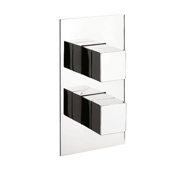 Crosswater Water Square Thermostatic Shower Valve Trim Set - 2 Handle - Chrome (Model WS1500LBPC)