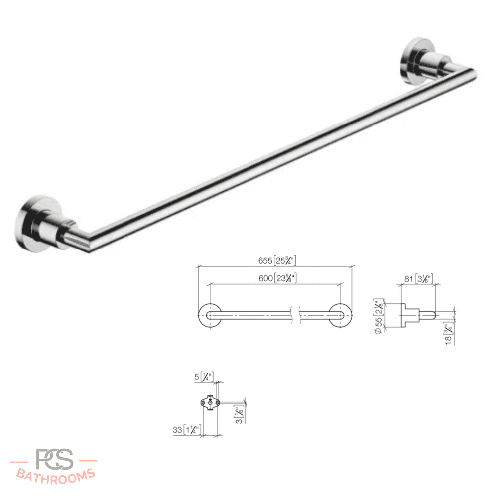 Dornbracht Tara WallMounted Towel Rail In Chrome Model 8306089200
