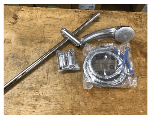 Euro Bath Shower Riser Rail With Chrome Single Function Shower Handset & Hose
