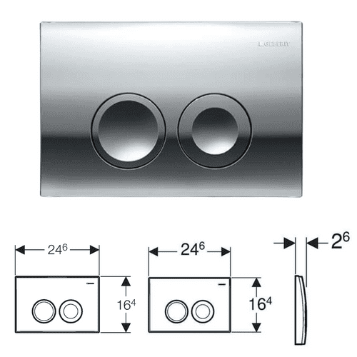 Geberit Gloss Chrome Plated Delta21 Dual Flush Plate -  Model 115.125.21.1