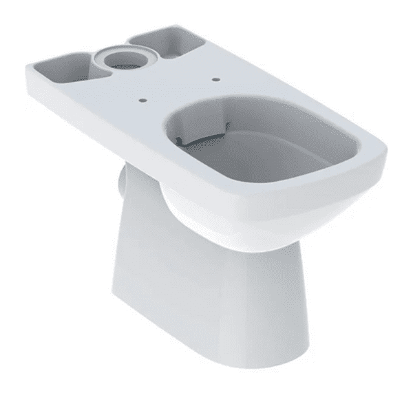Geberit Selnova Square Close Coupled Open Back Rimfree Pan: WH, 501.563.01.7