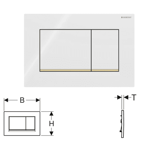 Geberit Sigma30 Flush Plate White & Gold Plated: Model 115.883.KK.1