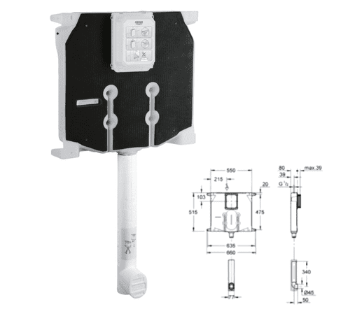 Grohe Concealed Flushing Cistern for WC (Model 38863000)