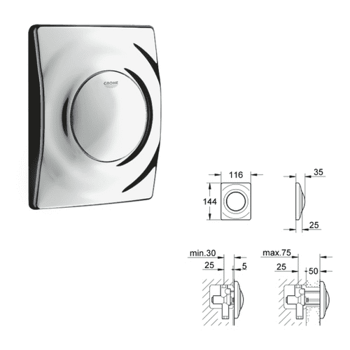 Grohe Dal Surf Wallplate For Urinals - Model 37018000
