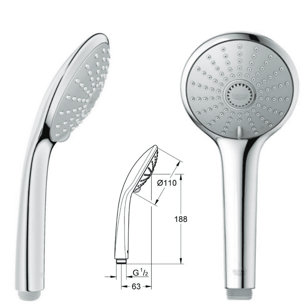 GROHE Euphoria 110 Massage glijstangset 90 cm, doucheslang 175 cm en handdouche 11 cm met 3