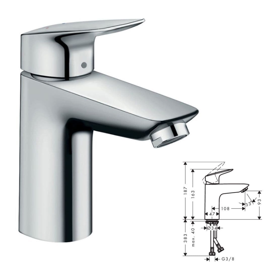 Hansgrohe Logis Basin Mixer 100 Without Waste Model Number 71101000