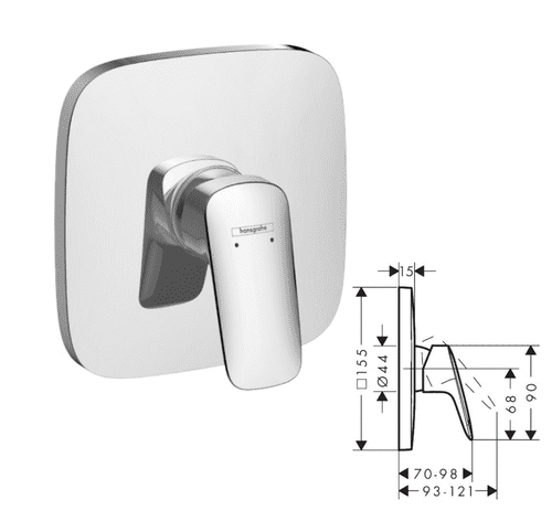 Hansgrohe Logis Concealed Manual Shower Mixer, Chrome, 1 Outlet, WRAS Approved (Model 71605000)