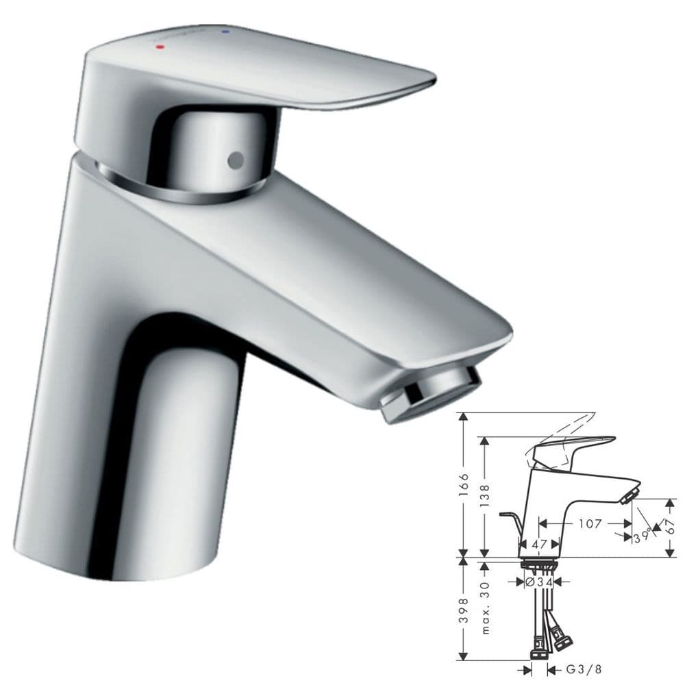 Hansgrohe Logis Single Lever Basin Mixer With Pop Up Waste & Quick ...