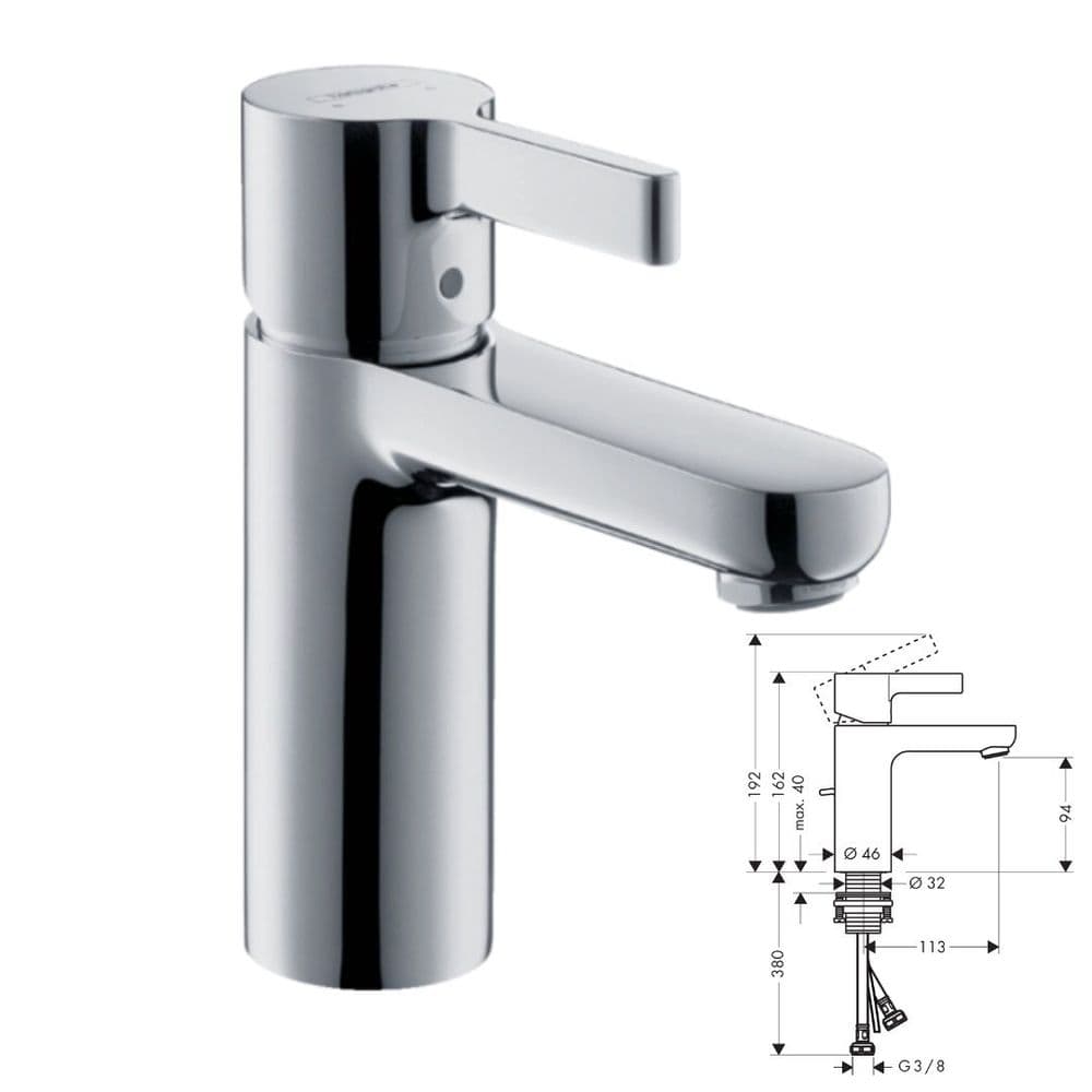Hansgrohe Metris S Basin Mixer W/Pop Up Waste 3 5l/min Flow Rate