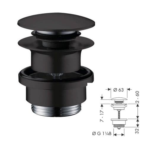 Hansgrohe Waste Set - Push Open - For Basin and Bidet Mixers MATT BLACK - Model 50100670