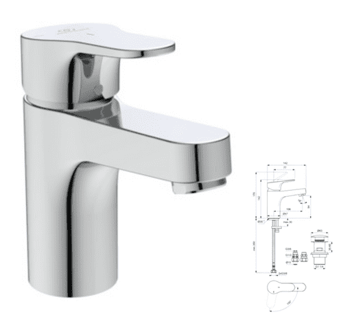 Ideal Standard CERABASE Basin Mixer - Chrome Single Lever Basin Tap (Model BD054AA)