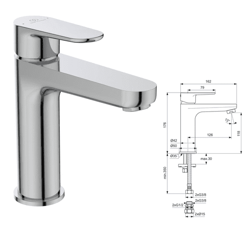 Ideal Standard Cerafine Model O Basin Mixer Tap, Chrome, No Waste (Model BC724AA)