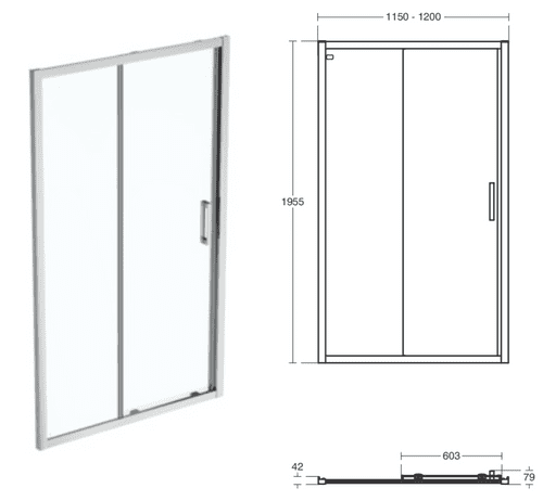 Ideal Standard Connect 2 Sliding Shower Door Bright Silver 1150mm (Model K9396EO)