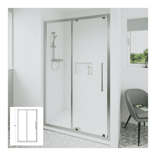 Ideal Standard Kubo Slider Door (Silver Trim) - 1000mm - Model T7378EO