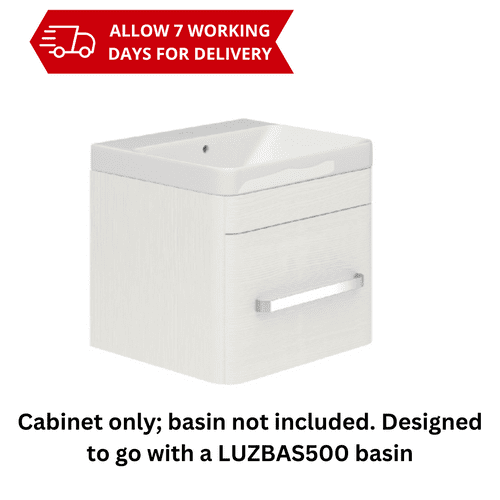 Inver Bathrooms Luxury 500mm Wall Hung Drawer - W470 x H400 x D440 - Quadro White - LUX50WUQWH