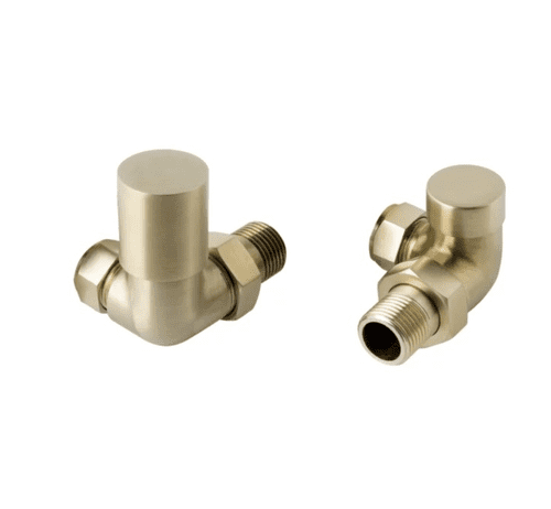 Just Taps Plus Vos Corner Radiator Valves Brushed Brass (Model 23RVACABBR)