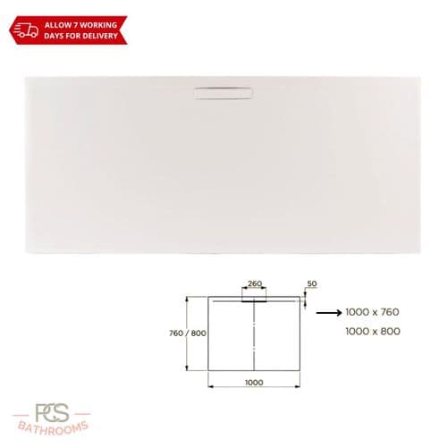 Just Trays Evolved - 1000 x760x25mm - Gloss White Tray - Includes Waste - E1076100