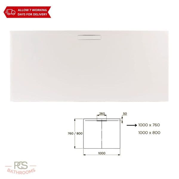 Just Trays Evolved - 1000 x760x25mm - Gloss White Tray - Includes Waste - E1076100