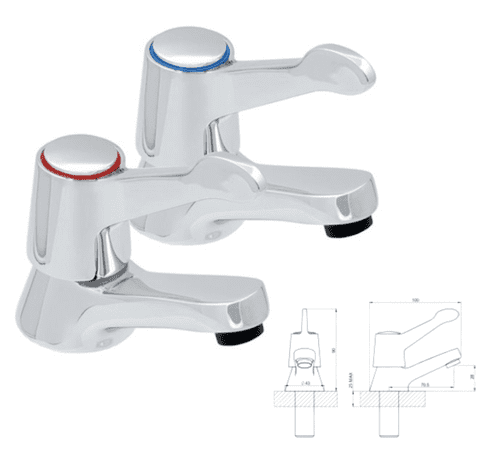 Lecico Southbury QT Basin Tap Pair Chrome (Model TPSOUBAS2)