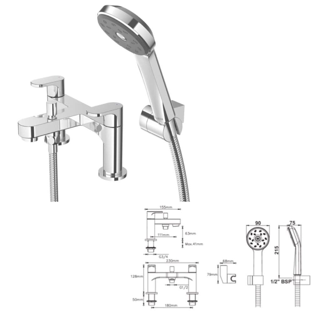 Methven Breeze 2 Tap Hole Bath Shower Mixer In Chrome Model BRBSMCPUK