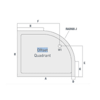 MX - 1200x800- Offset Quadrant Low Profile Shower Tray - Right Hand: Model TPI