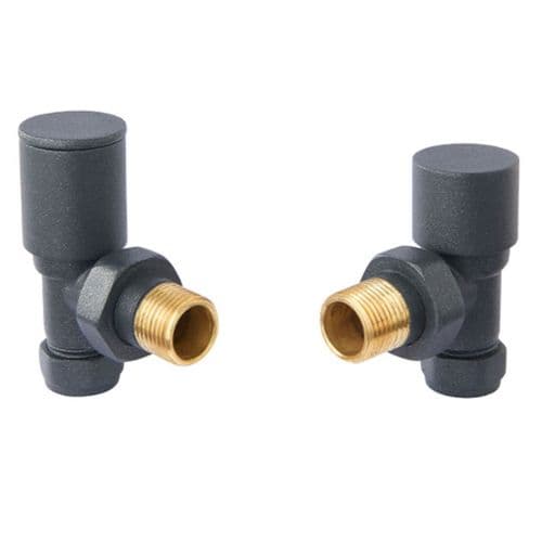 NO BOX - Vogue Angled Radiator Valves (Pair) Anthracite - Model VL003 15MMAP-ZAT