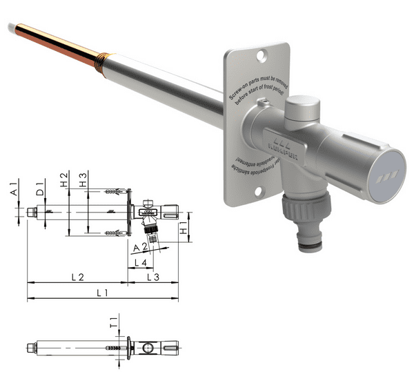 Rhoco ES Frosti Frost Proof Outdoor Valve with Operating Handle Copper Tail (Model 579 11 015 00)