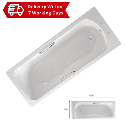 Roca Cadiz - 1700 x 700 - 2 Taphole Bath With Grips - Model 027741000