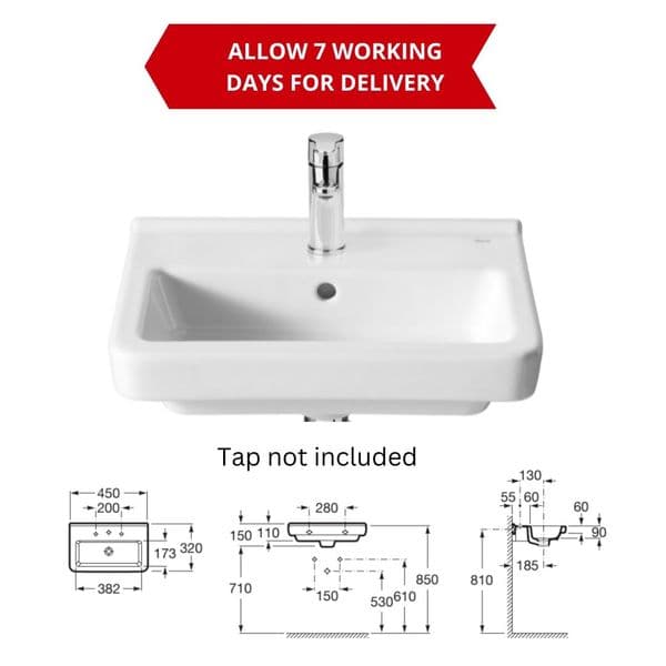 Roca DamaN Cloakroom Basin 450 x 320 x 110MM Model 327789000