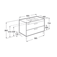 Roca Debba 605 x 460mm - 2 Drawer Unit In Gloss White: Model 856826806