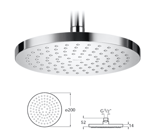 Roca Rainsense Round Shower Head 200mm Chrome (Model A5B2150C00)