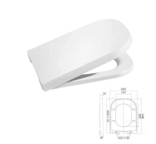 Roca The Gap Square Soft Close Toilet Seat & Cover, White (Model A801472006)