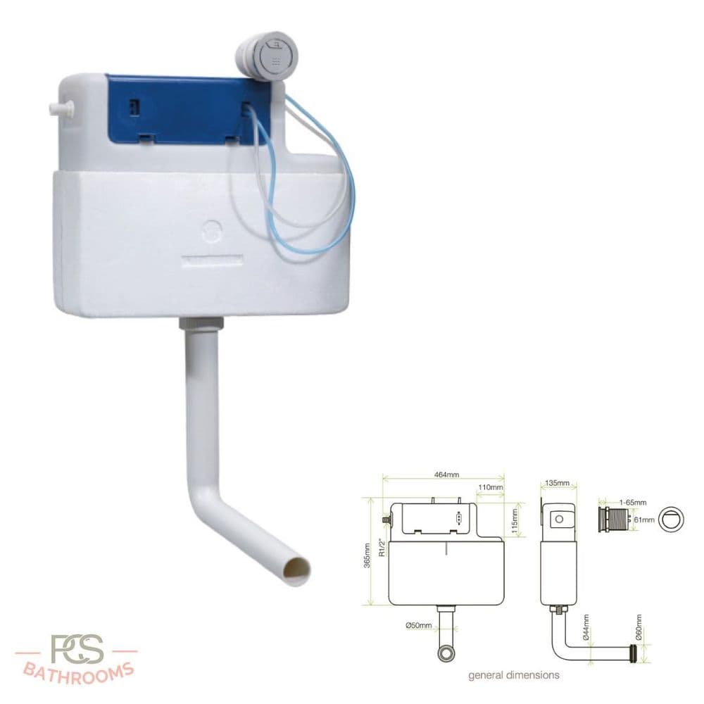 Roper Rhodes Cascade Concealed Dual Flush Cistern With Pneumatic Button ...