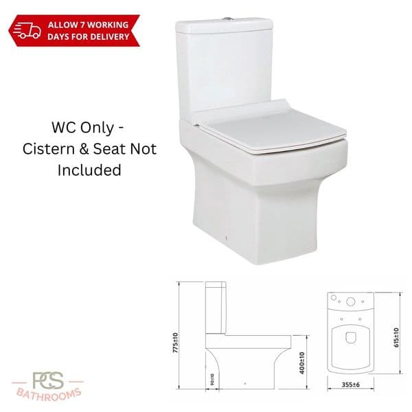 Scudo Denza Close Coupled Open Back WC Pan - White: Model DEN001