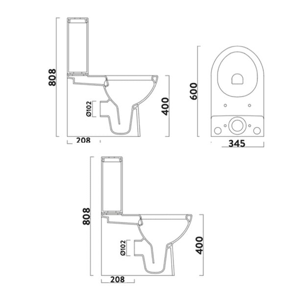 Scudo Revive Rimless Open Back Pan c/w Cistern - Model: REVIVE-WC-OPENBACK