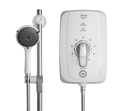 Triton Omnicare Design Thermostatic Electric Shower 8.5kW with Grab Kit White (Model TEOMNDG81)